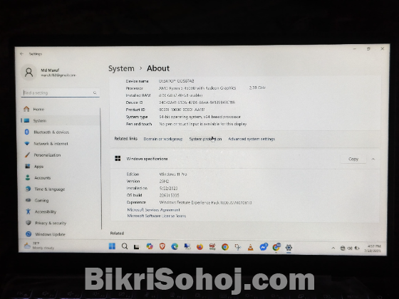 Msi modern b4mw amd ryzen 5,4500u,full hd laptop.